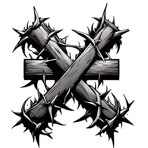 Cross Intertwined With A Crown Of Thorns