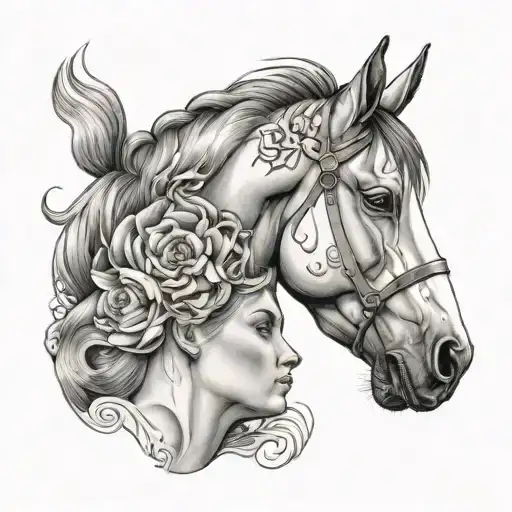 Horse And Human Head With