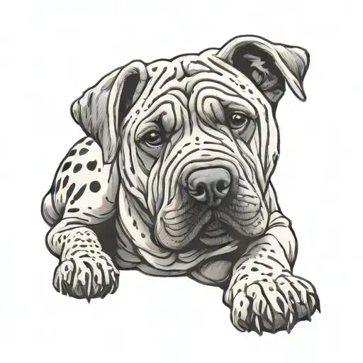 Sharpei-lab White Dog With Cream Spots