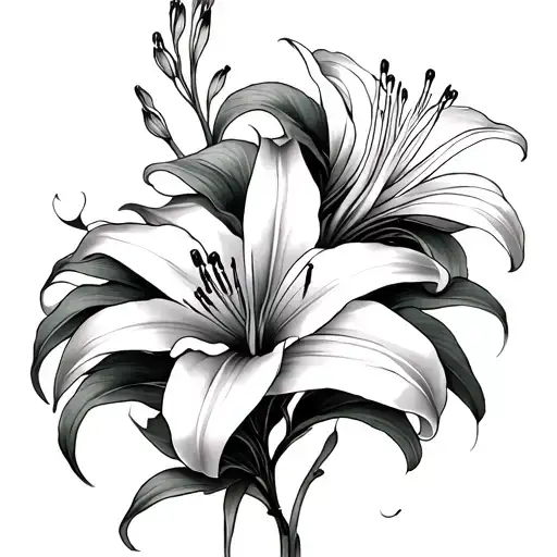 Regular Lily Flowers Combine With A Spider Lily Flower In A Sideway Form That Will Match The Waist