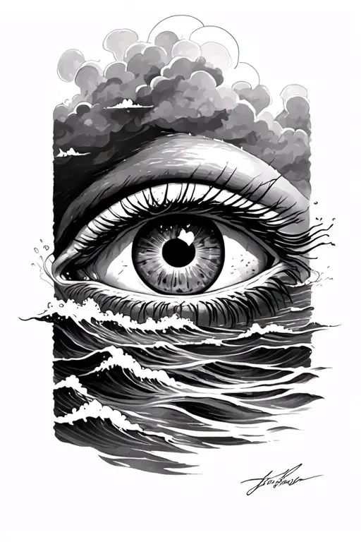 Eye In A Ocean Scene Depicted