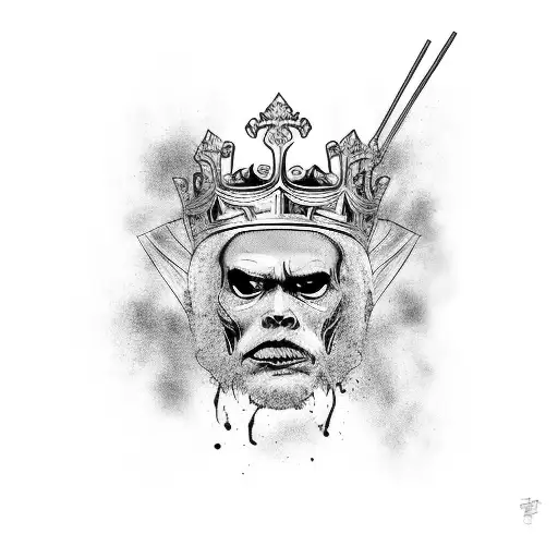 Courageous General Or King Tattoo On The Left Side Of Neck That Is Unique Abstract