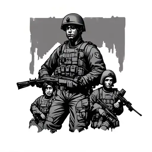 Soldier With Friends