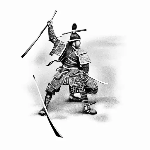 Detailed Samurai Warrior Battling On Full Back