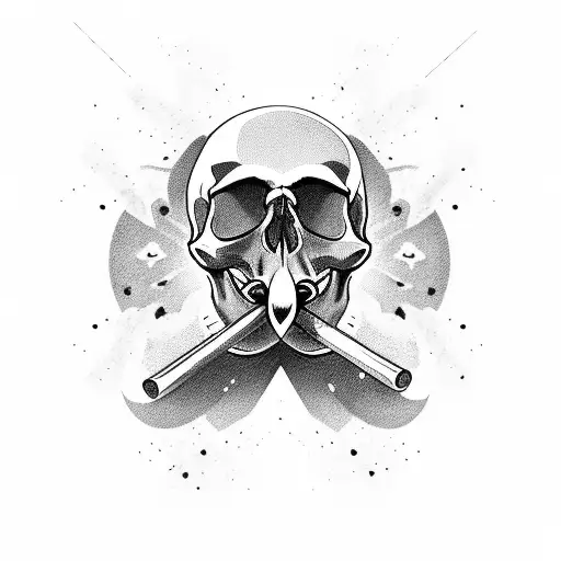 Skull With Joint In His Mouth And The Smoke Is The Space With Stars