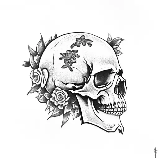 Skull With Flowers