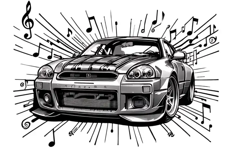 Car And Electronic Circuit Board With Music Notes