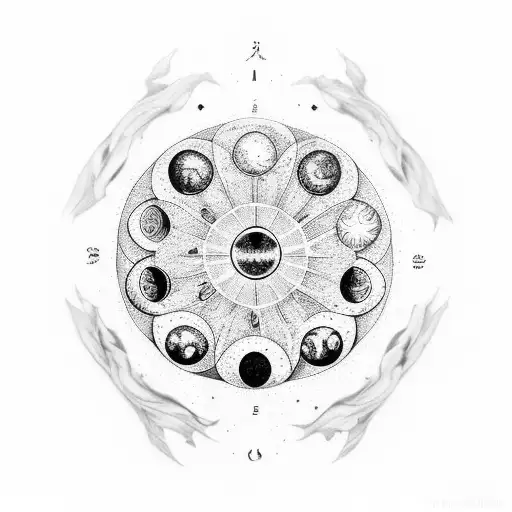 The Eight Moon Phases In Vertical