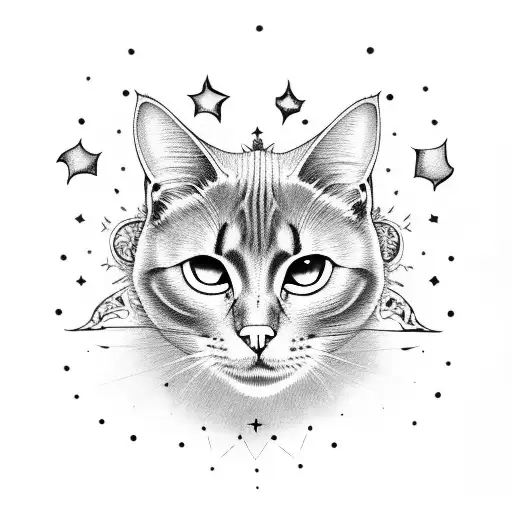 Black Cat Moon And Stars