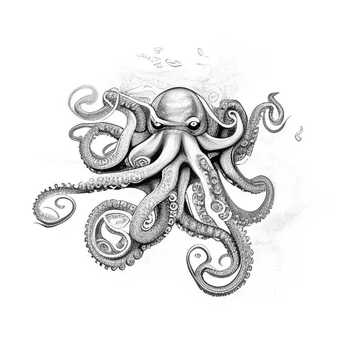 An Abstract Design Featuring Octopus Tentacles Intertwined With Marine Resources Business Tools