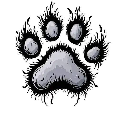 Dog Paw Print With Roots
