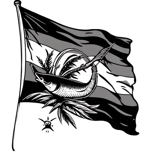 Florida Flag Surounded By Fishing Life Sytle