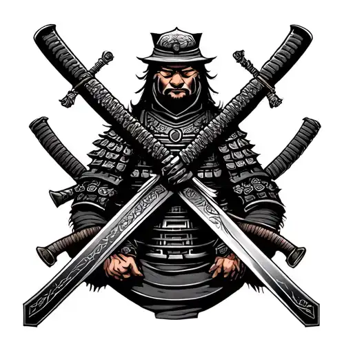 Samurai Temple Katana Swords Drawn