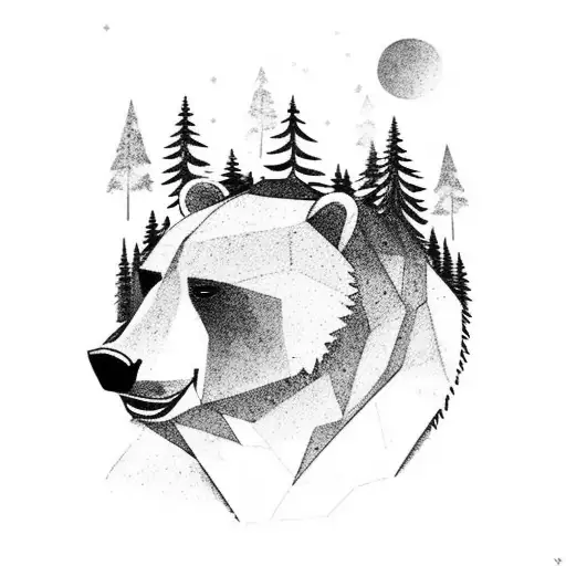 Bear In The Forest At Night