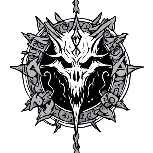 Evil Tattoo For Stomach Using Nordic Runes