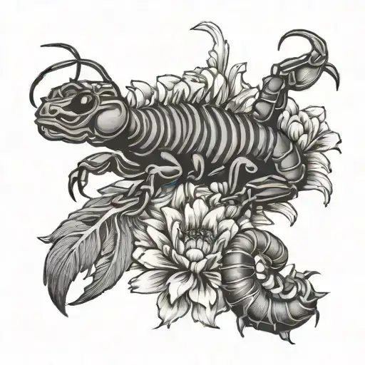 Scorpion Holding Marigold Flowers