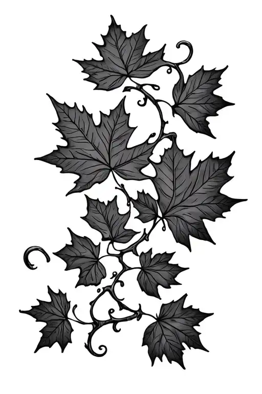 Small Maple Leaves On A Vine Wrapping Around Forearm