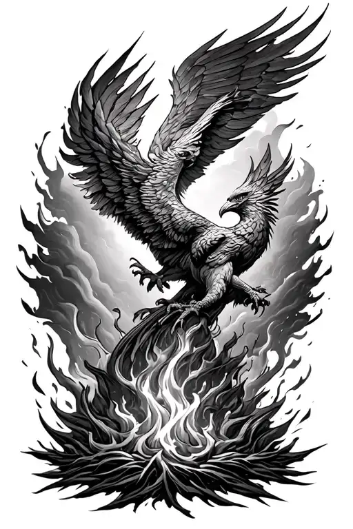 Textured Phoenix Rising From The Ashes Half Sleeve