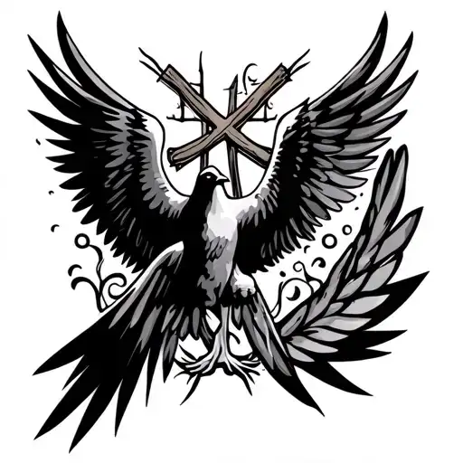 Aquarius Symbol & Boss Reggae Inspire Wiht A Cross Doves