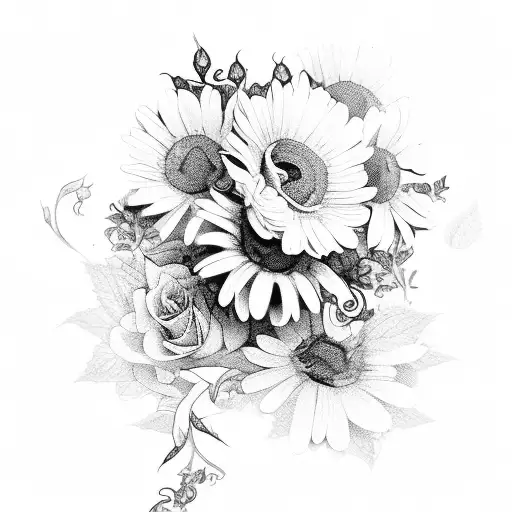 Vine With Daisies And Roses