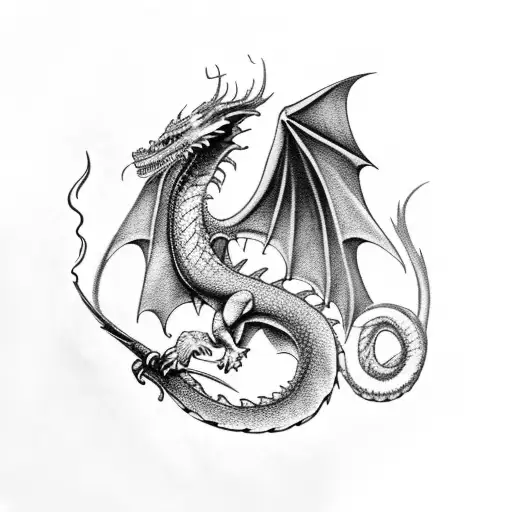 A Dragon Exhaling Smoke