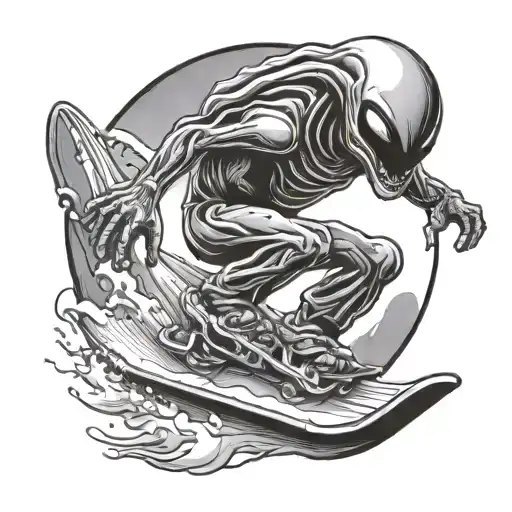 Alien Riding A Snowboard Season