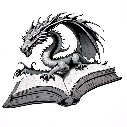 Soaring Dragon Flying Out Of Books