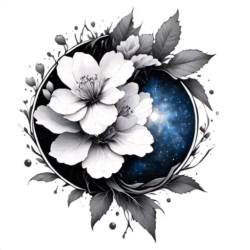 Cherry Blossom And Galaxy Merging