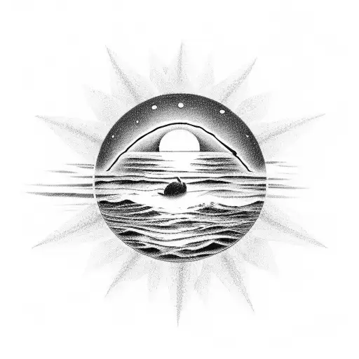 Circle With A Sunset Beach In It