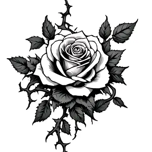 Roses Wraped Around Bicep With Vines And Thorns Digging In The Skin