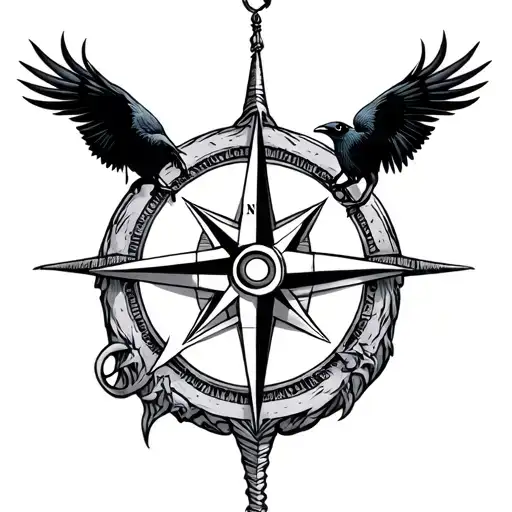 Viking Compass With Ravens