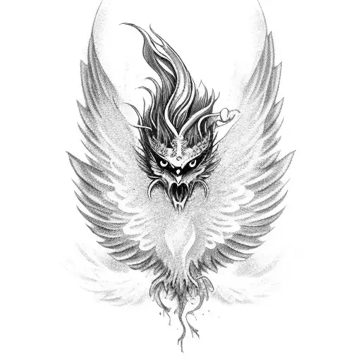 A Phoenix Rising From The Ocean Waves With Badminton Rackets As Wings