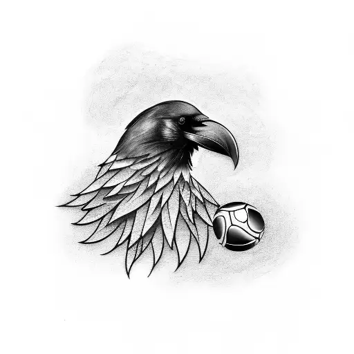 Design A Tattoo Of A Raven Holding A Basketball Or Football In Its Claws