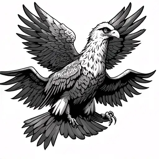 Mexican Eagle Wings Spread Wide Open Facing Forward Seen From The Back