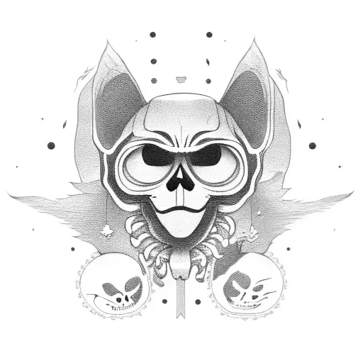 Ghost Skeleton Cats With The Moon