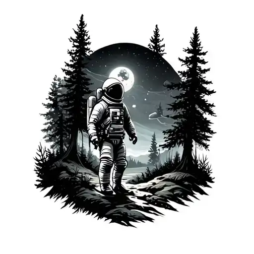 Astronaught In The Forest Scene