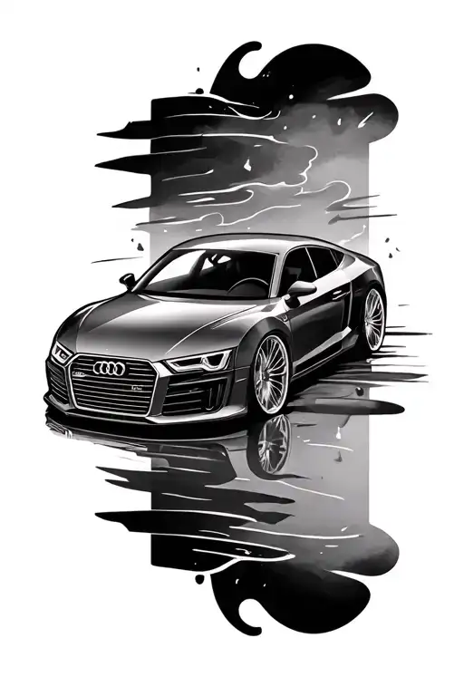 Car Themed Tattoo With Audi As Main Car