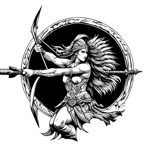 Amazon Warrior Shooting An Arrow