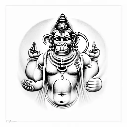 Hanuman With Ram In The Background