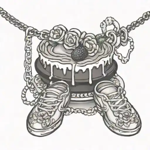 Anklet Bracelet Tattoo With Cake Charm Hanging