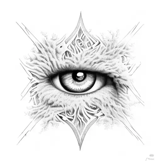 Cyclops Eyes Within Tree Of Life Tribal Design