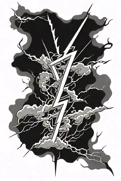 An Abstract Geometric Tattoo Representing The Power Of Thunder And Lightning