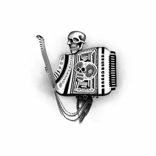 Skull Charro Playing Accordion Full Body