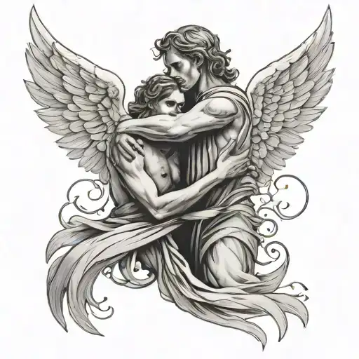 Angel And Angry Evil Hug