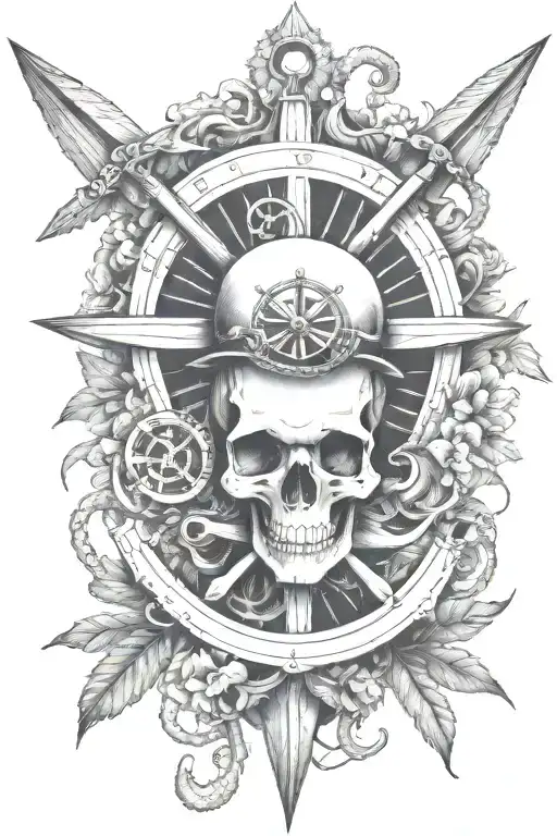 Octopus Anchor Skull Compass Fish Trees Carnations Ship Fishing Lures