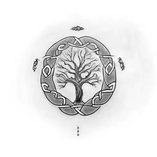 A Family Tree Tattoo With Children's Names And Birthdates Intertwined With Celtic Knots