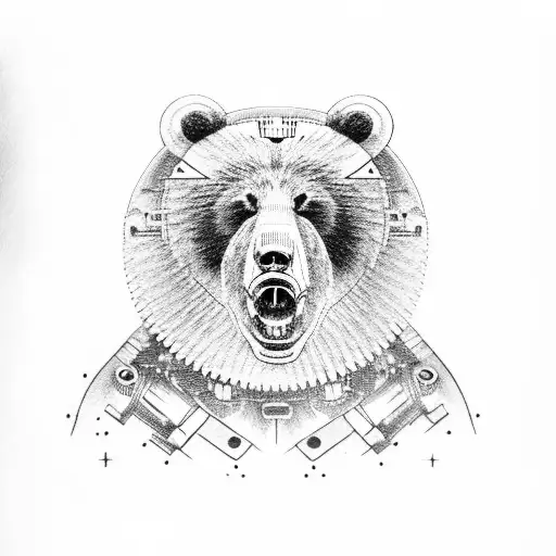 Combine A Bear With Mechanical Elements Like Gears And Pistons