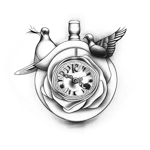Clock With A Dove And Roses