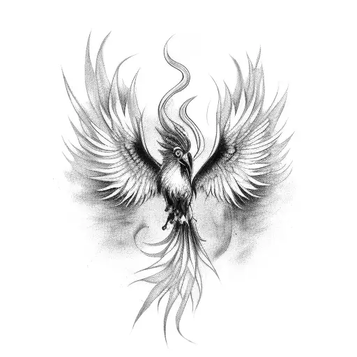 Phoenix With Long Flowing Tail Feathers