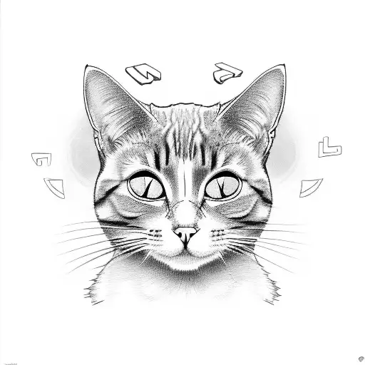 A New-school Design Of A Cat With Ouija Board Elements